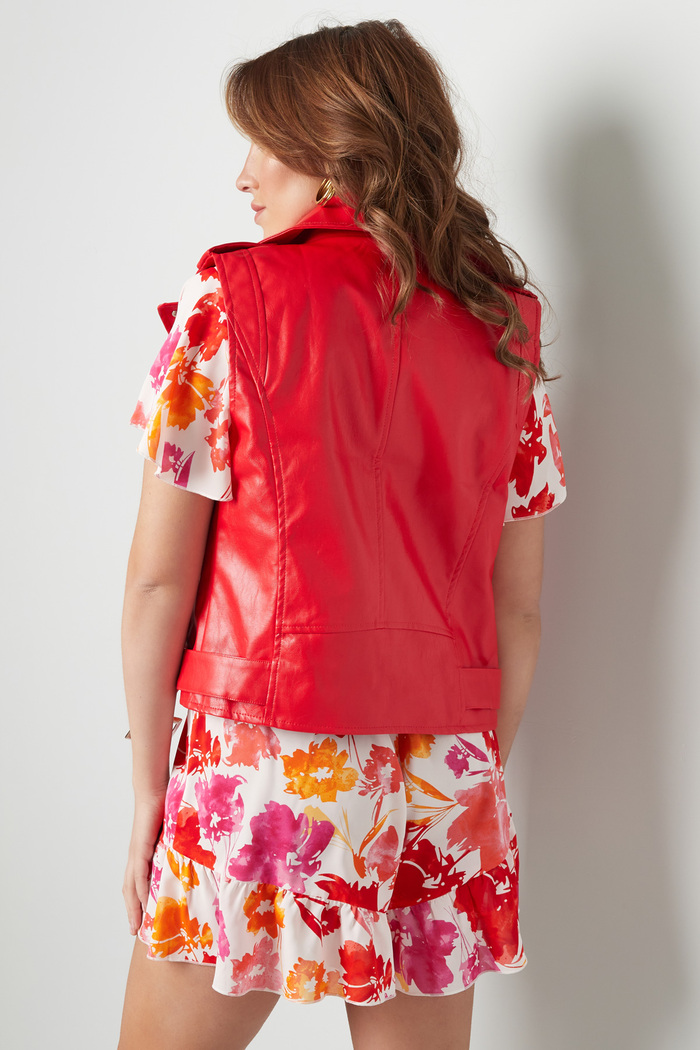 PU leather waistcoat - red L Picture8